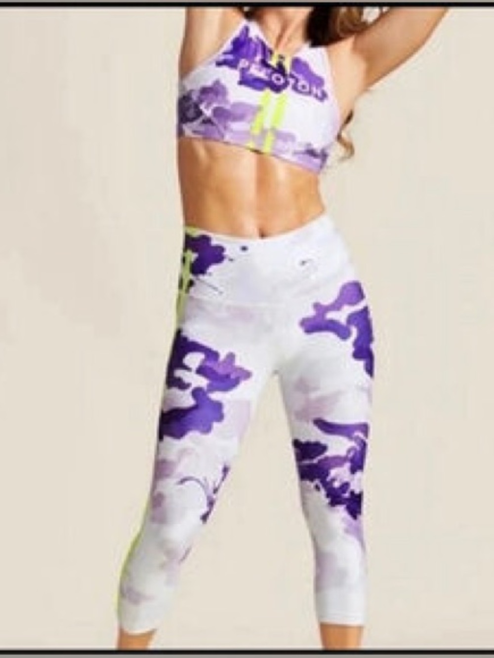 Peloton WITH X Purple Camo Leggings & Sports Bra Set Size Large